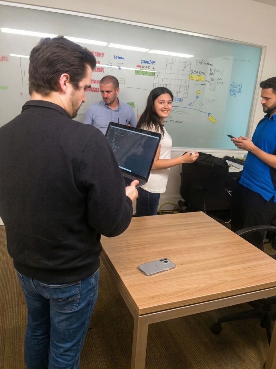 Team planning at a whiteboard